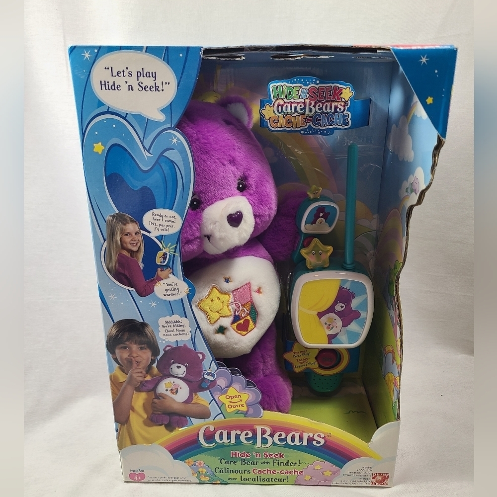 Care Bears Vintage Surprise Bear Hide and Seek 12" Purple Plush Toy & Finder NIB